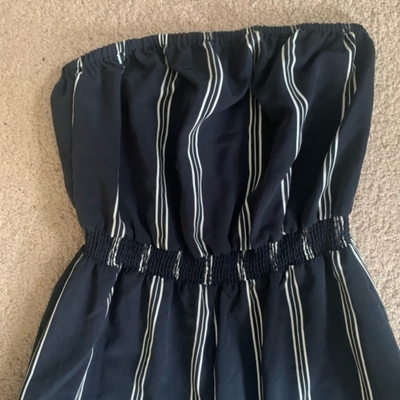 Libby Edelman Blue Wide leg cropped Striped Jumpsuit Small - Picture 5 of 8